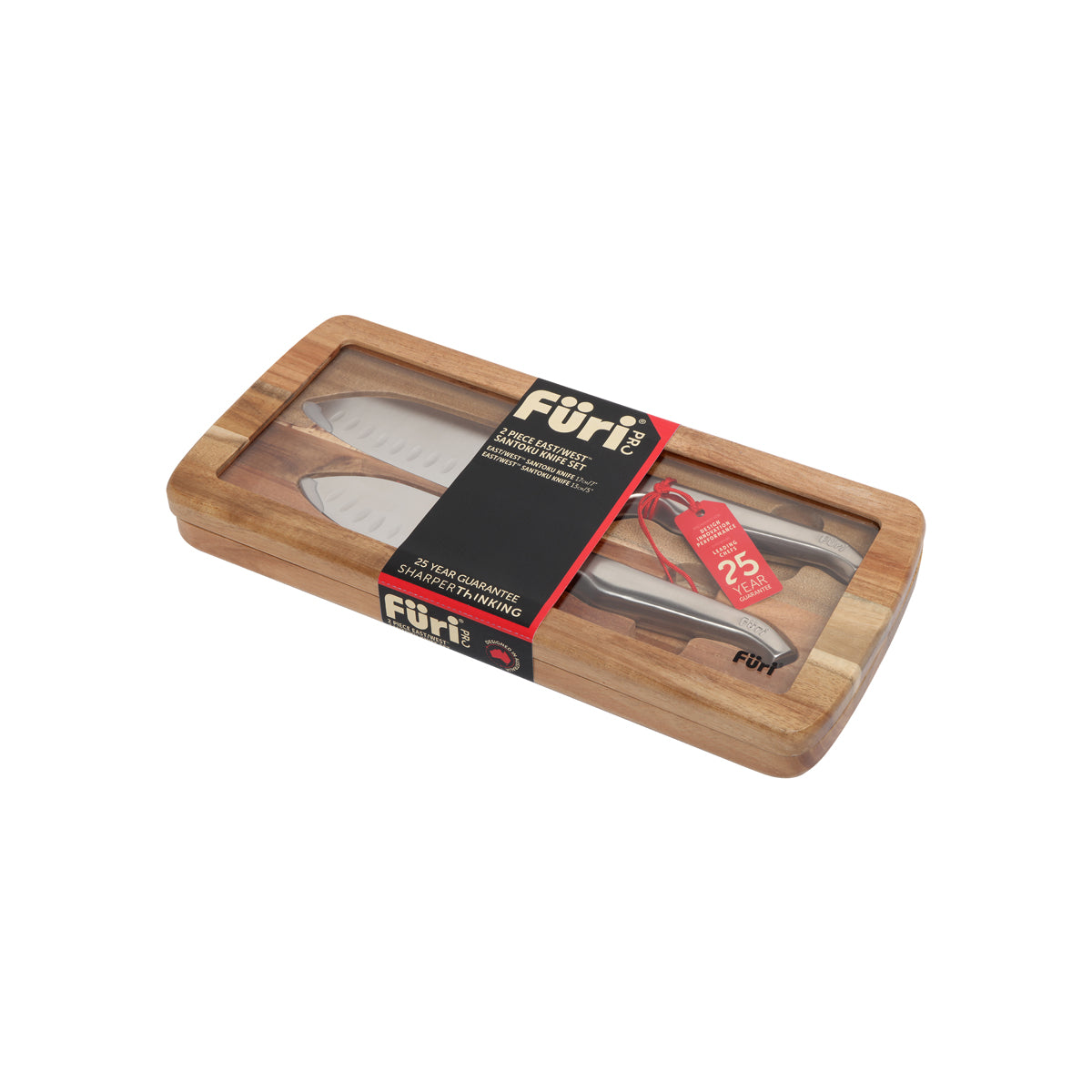 27165 Furi Pro Acacia East West Santoku Knife Set 2pc Tomkin Australia Hospitality Supplies
