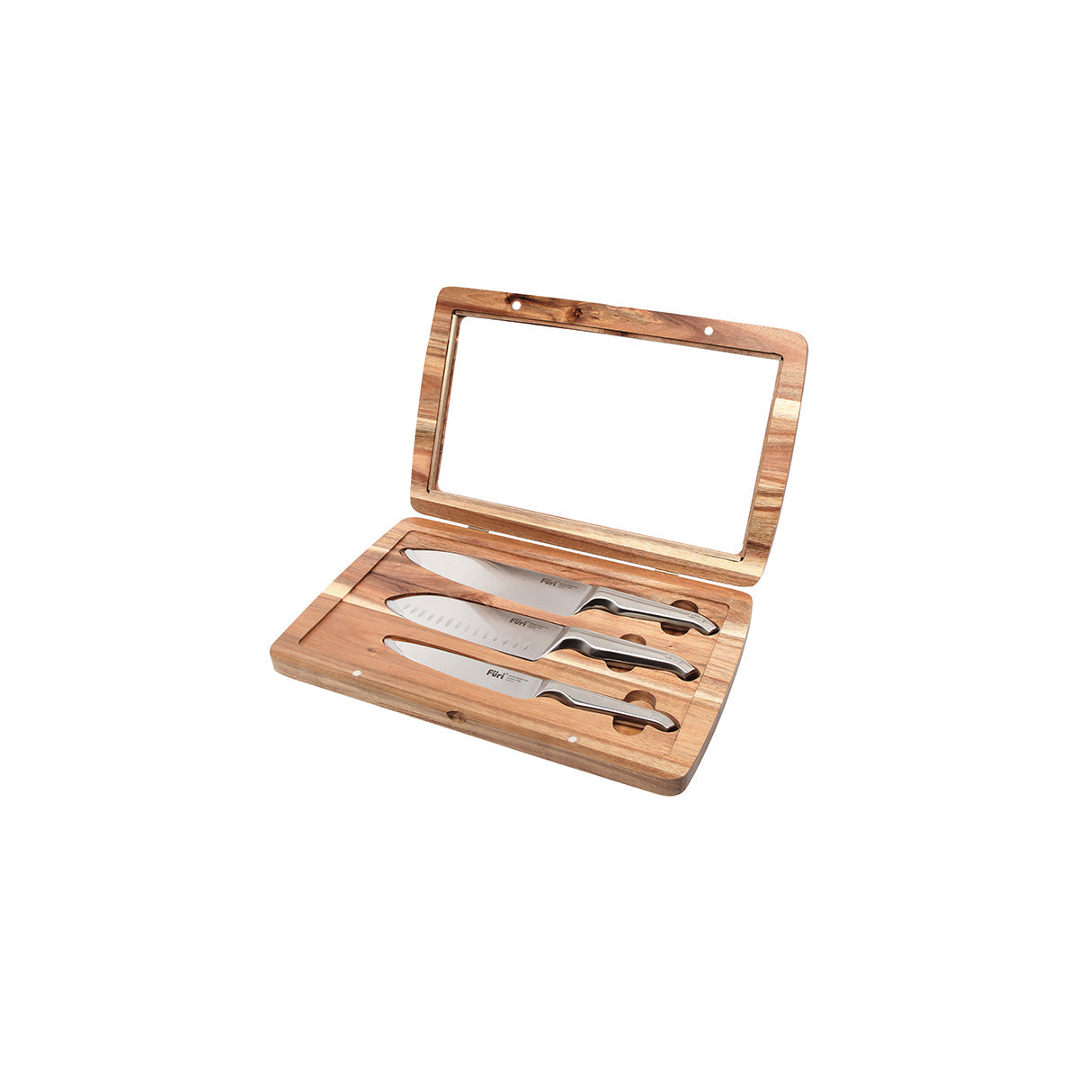 27166 Furi Pro Acacia East West Knife Set 3pc Tomkin Australia Hospitality Supplies
