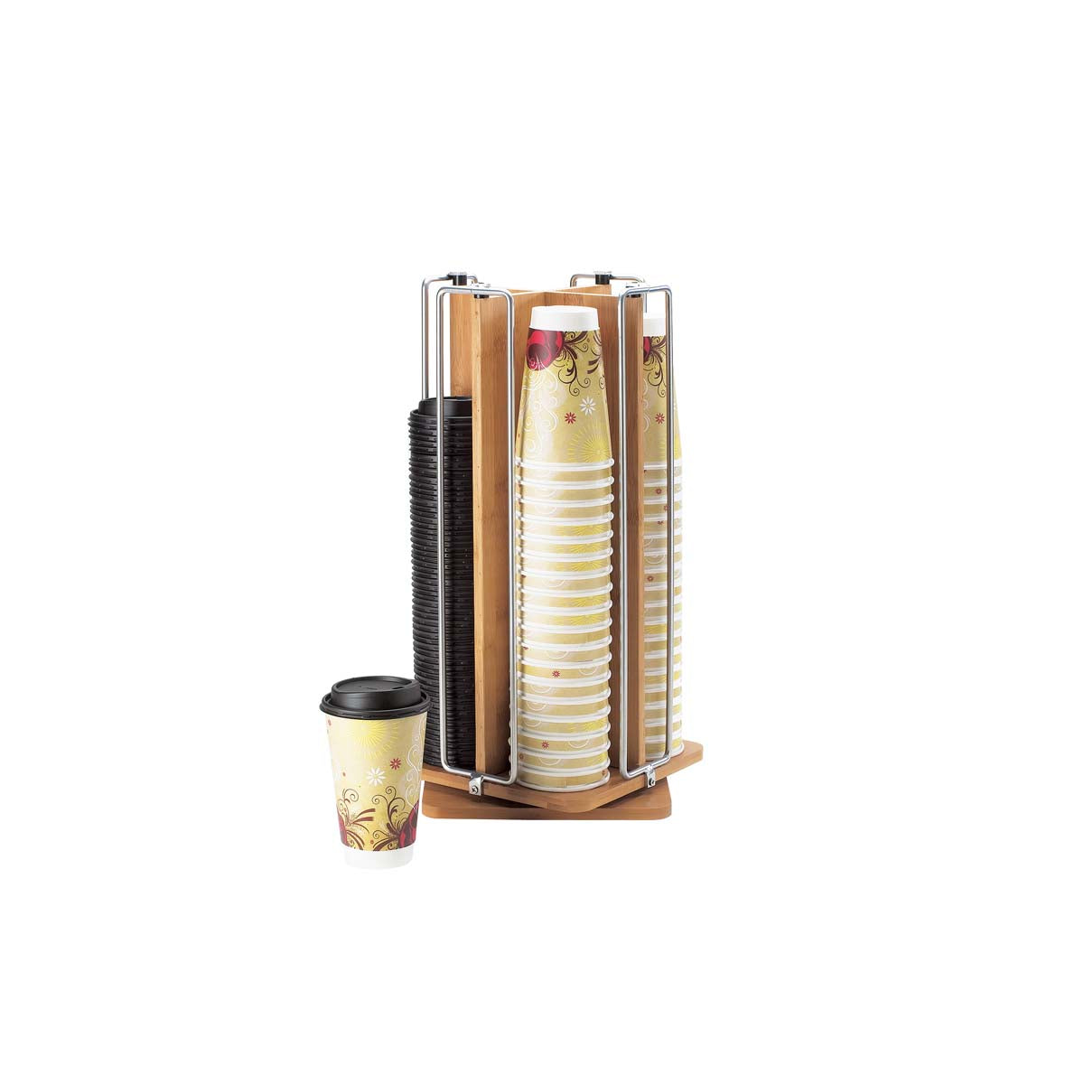 CM1468 Cal-Mil Bamboo Revolving Cup / Lid Stand 229x229x470mm Tomkin Australia Hospitality Supplies