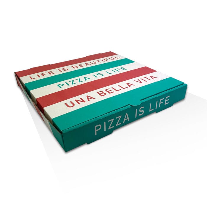 PIZZA BOX WHITE PRINTED 13 INCH 100/BUNDLE