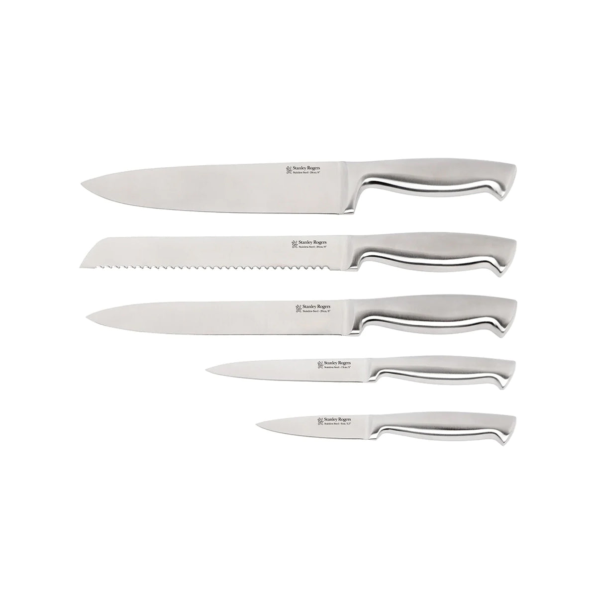 Vertical Oval Metallic Pewter 6pc Knife Block Set