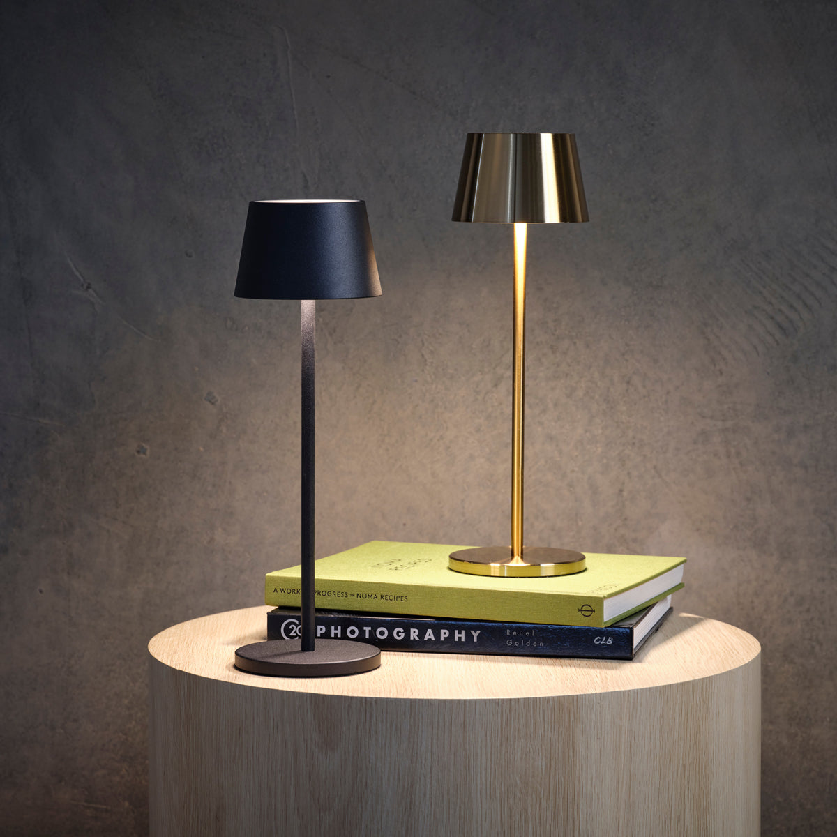 1000192 Tablekraft Ambience Amelia Cordless LED Table Lamp Oxide Black 110x350mm Tomkin Australia Hospitality Supplies