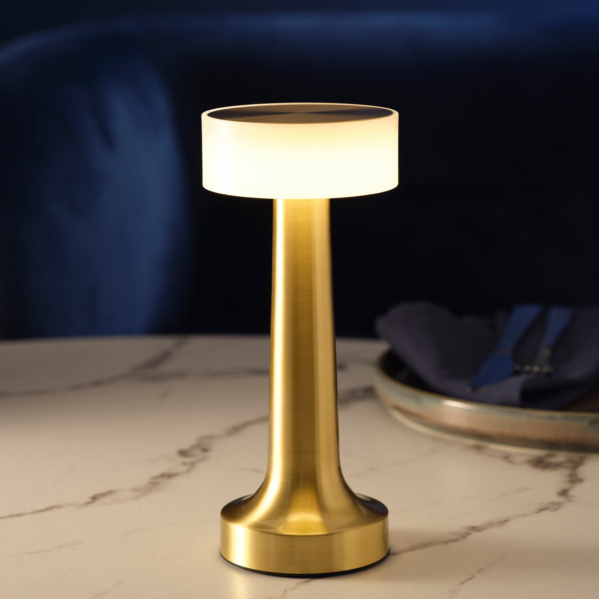 1000132 Tablekraft Ambience Aura Cordless LED Table Lamp Oxide Black 90x205mm Tomkin Australia Hospitality Supplies