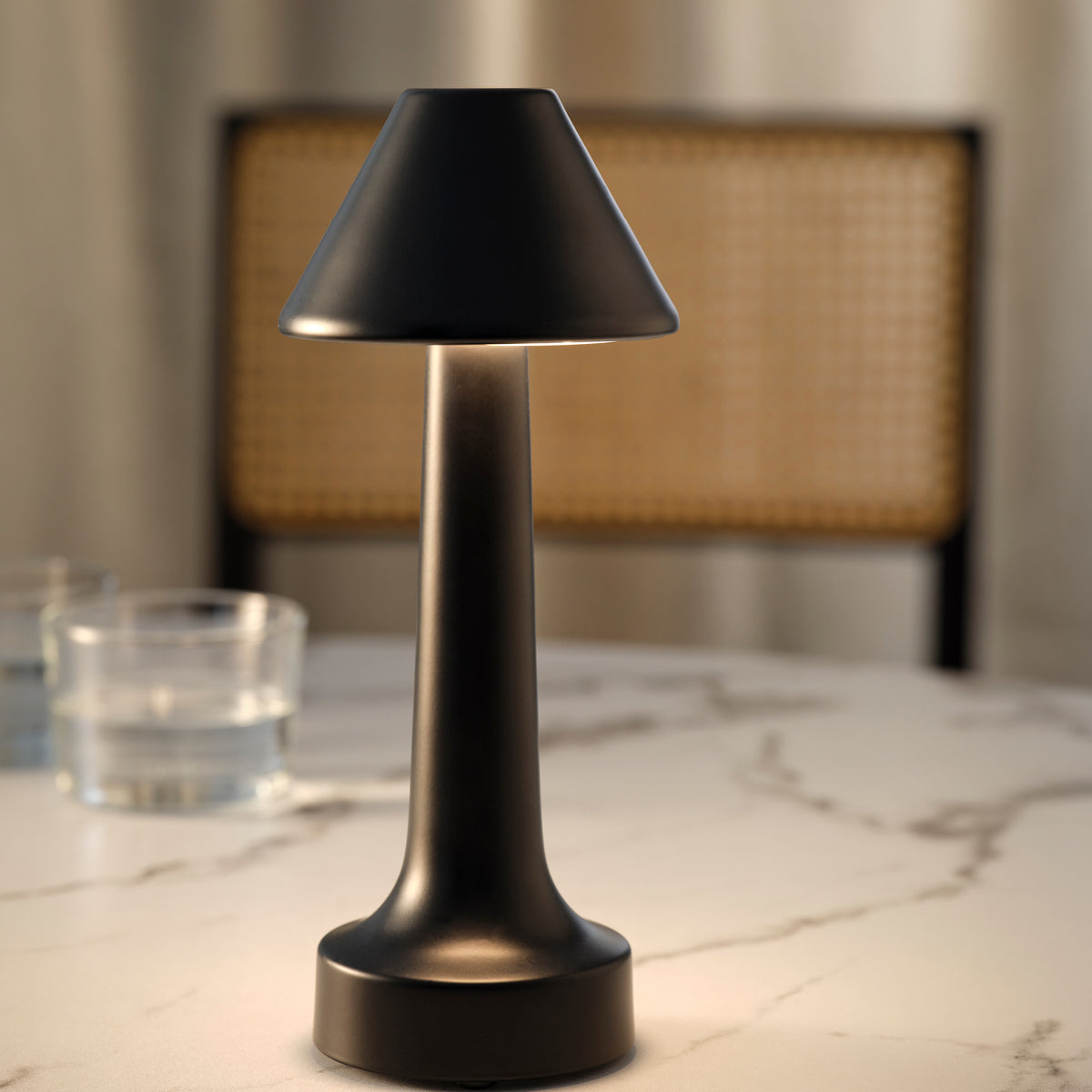 1000102 Tablekraft Helena Cordless LED Table Lamp Oxide Black 97x220mm Tomkin Australia Hospitality Supplies