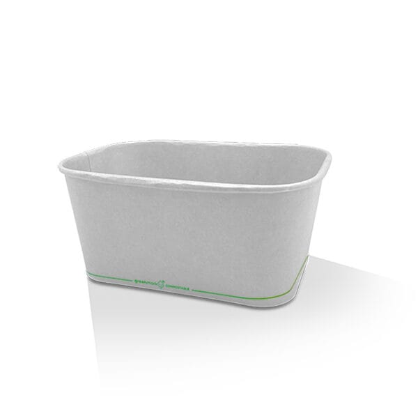 PLA Coated White Rectangular Container 1000ml 300pc/ctn