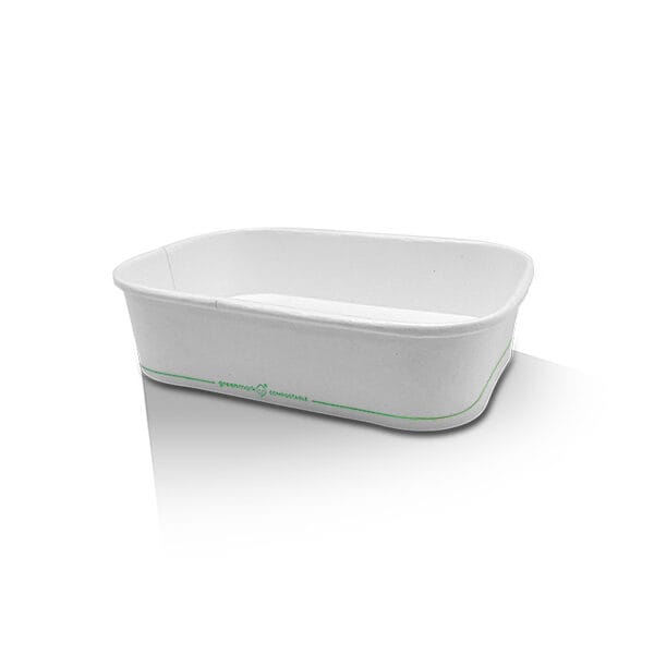PLA Coated White Rectangular Container 500ml 300pc/ctn