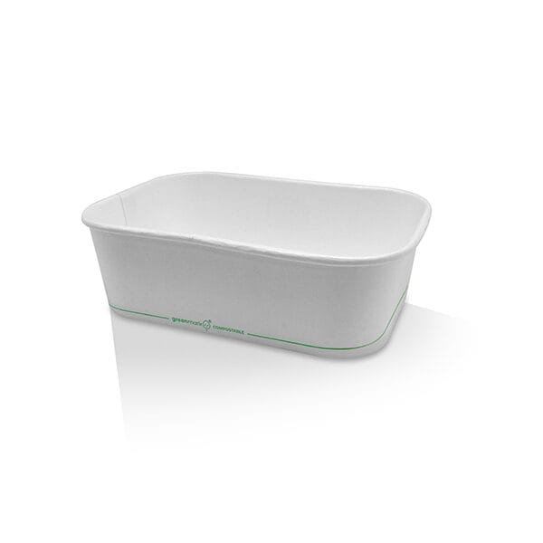 PLA Coated White Rectangular Container 650ml 300pc/ctn