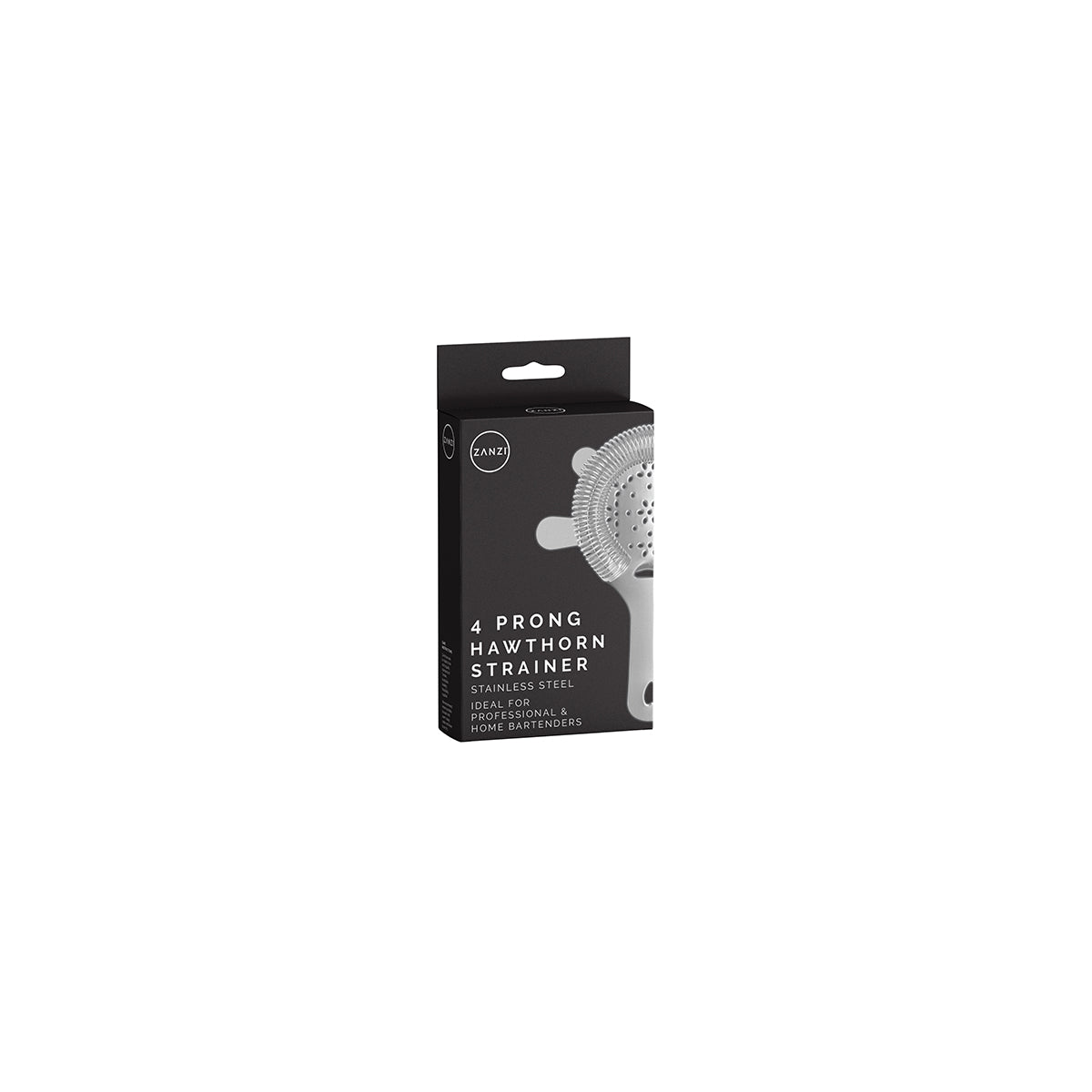 Z0300 Zanzi 4 Prong Hawthorn Strainer with Flat Handle Stainless Steel Packaging Tomkin Australia Hospitality Supplies