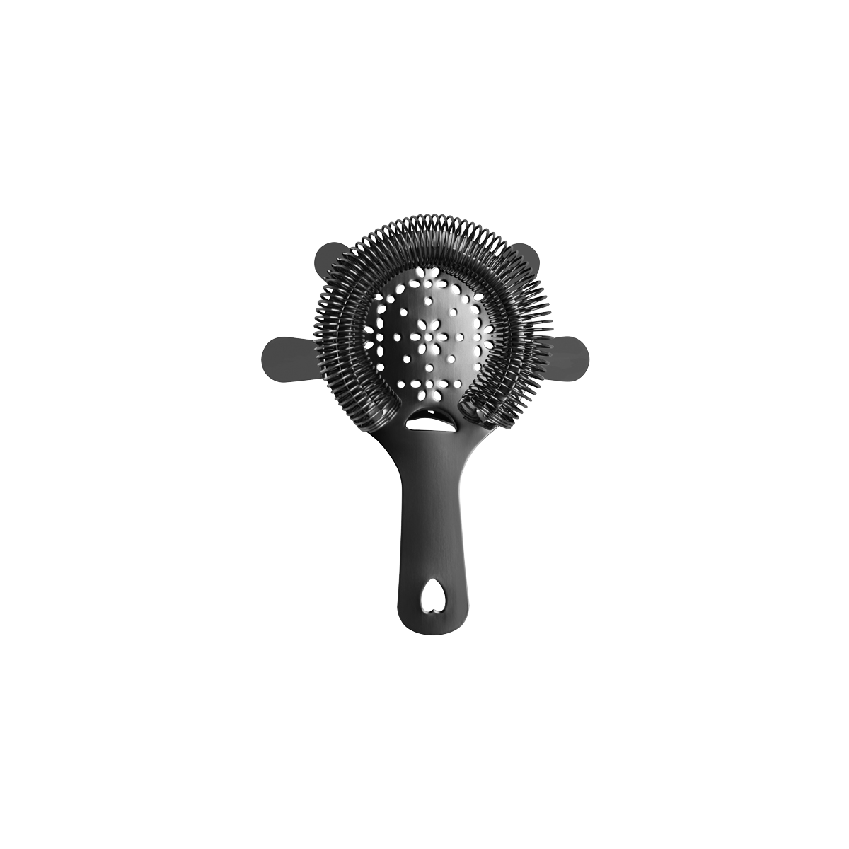 Z0304 Zanzi 4 Prong Hawthorn Strainer with Flat Handle Gunmetal Tomkin Australia Hospitality Supplies