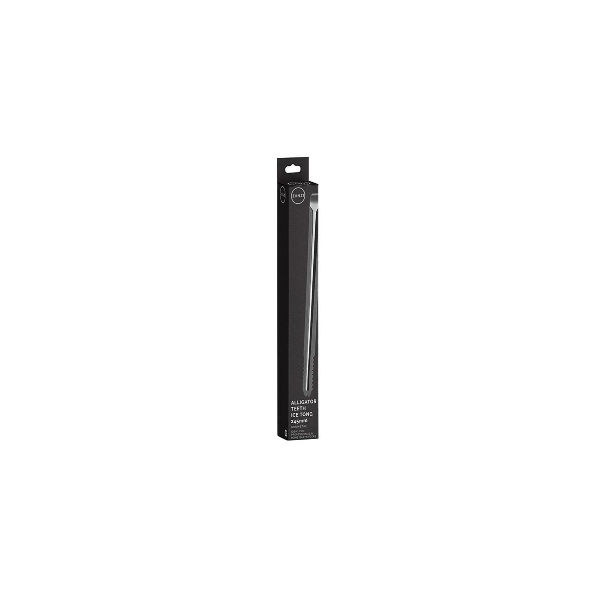 Z0474 Zanzi Alligator Teeth Ice Tong 245mm Gunmetal Packaging Tomkin Australia Hospitality Supplies