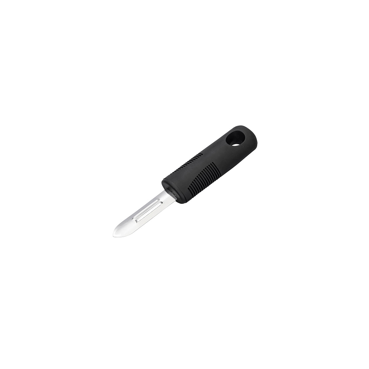 07384 Chef Inox Easy Grip Fixed Peeler Stainless Steel with Black Handle 175mm Tomkin Australia Hospitality Supplies