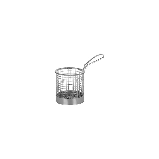 '07682 Chef Inox Wire Serving Basket Round with Handle 90x95mm Tomkin Australia Hospitality Supplies