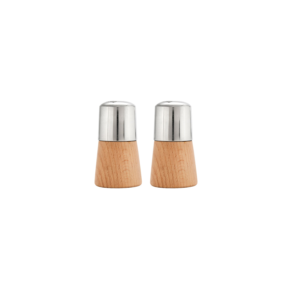 Salt & Pepper Shaker Stainless Steel with Wood Base