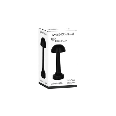 1000122 Tablekraft Ambience Thea Cordless LED Table Lamp Oxide Black 90x210mm Tomkin Australia Hospitality Supplies