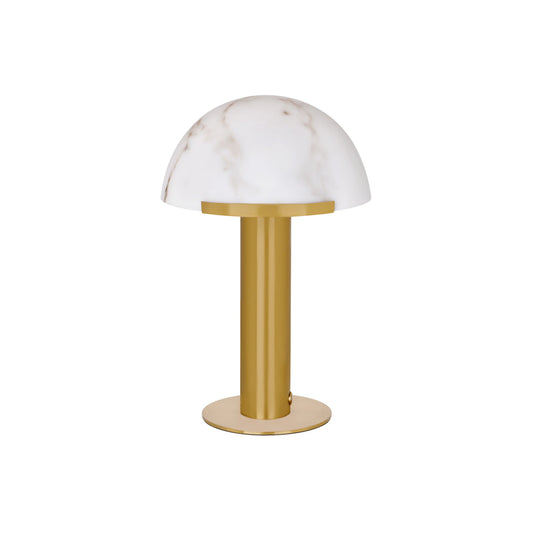 1000210 Tablekraft Phoebe Cordless LED Table Lamp Brass with Alabaster Shade 300x420mm Tomkin Australia Hospitality Supplies