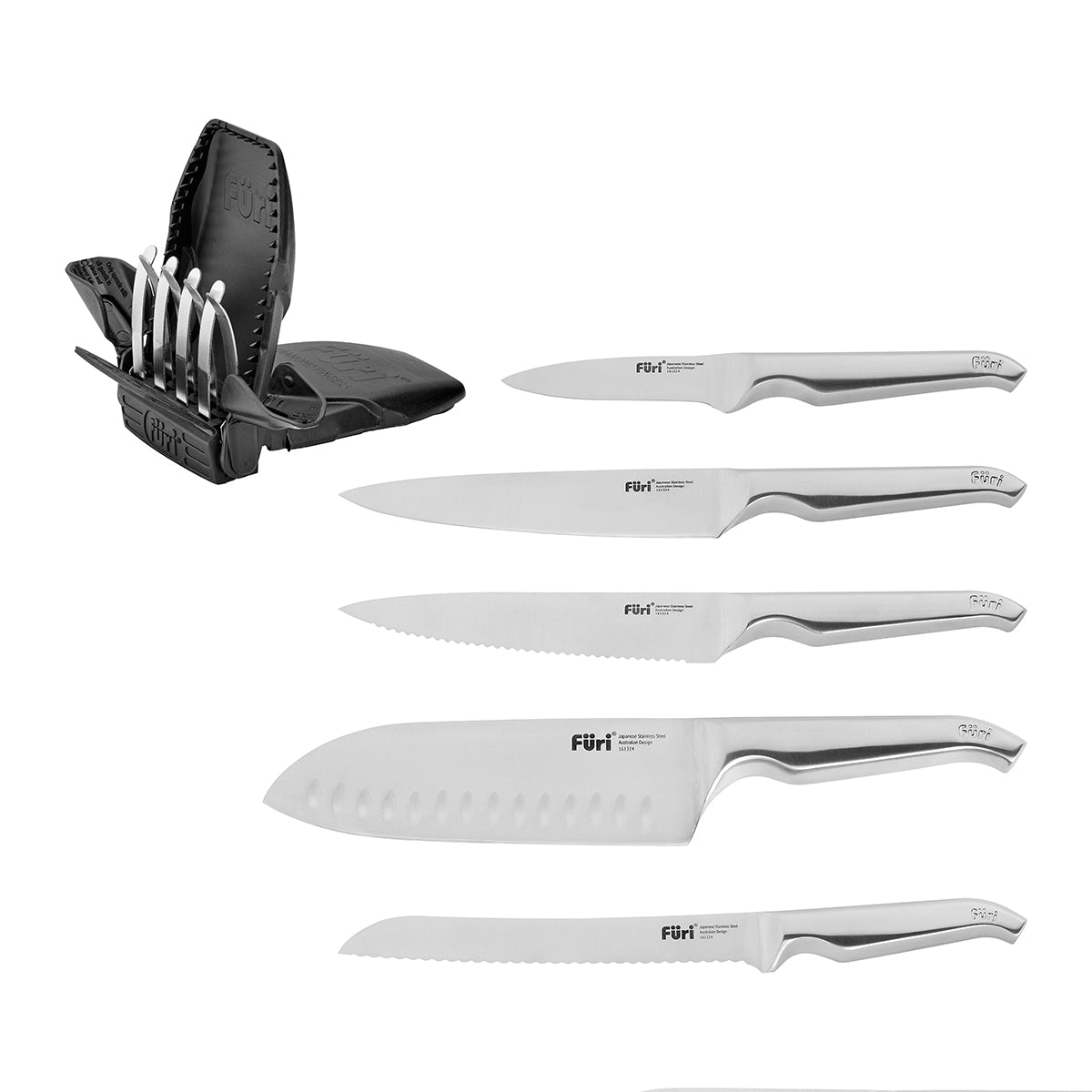 27108 Furi Pro Rubberwood Block Set with Sharpener 7pc Tomkin Australia Hospitality Supplies