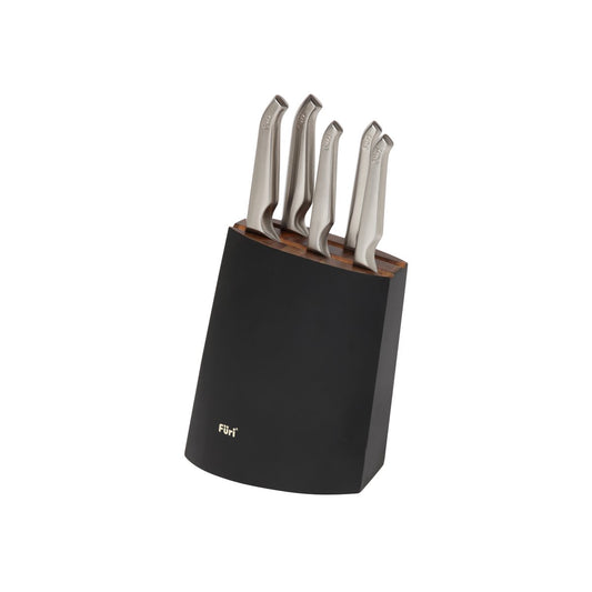 27129 Furi Pro Angular Knife Block Set Black 6pc Tomkin Australia Hospitality Supplies