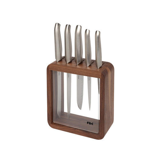 27140 Furi Pro VauLt Clear / Wood Block Set 6pc Tomkin Australia Hospitality Supplies