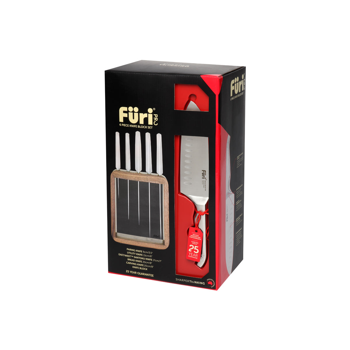 27140 Furi Pro VauLt Clear / Wood Block Set 6pc Tomkin Australia Hospitality Supplies