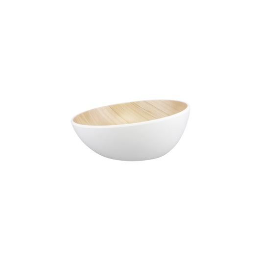 46513 Zicco Zicco Melamine Echo White / Birch Round Bowl 215x87mm Tomkin Australia Hospitality Supplies