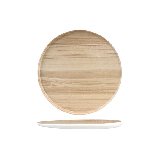 46563 Zicco Zicco Melamine Echo White / Birch Round Platter 329x26mm Tomkin Australia Hospitality Supplies
