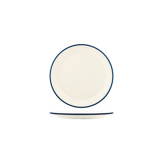 49930 JAB JAB Vintage Cream / Blue Rim Round Plate 190mm Tomkin Australia Hospitality Supplies