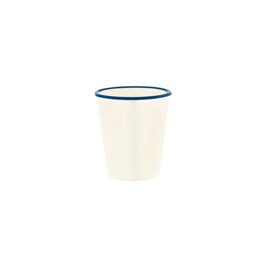 49939 JAB JAB Vintage Cream / Blue Rim Tumbler 270ml Tomkin Australia Hospitality Supplies