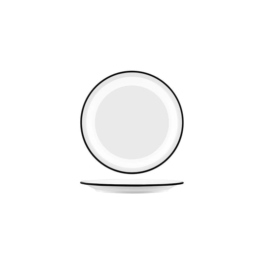 49950 JAB JAB Vintage White / Black Rim Round Plate 190mm Tomkin Australia Hospitality Supplies