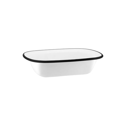 49953 JAB JAB Vintage White / Black Rim Rectangular Server 200x145x45mm Tomkin Australia Hospitality Supplies