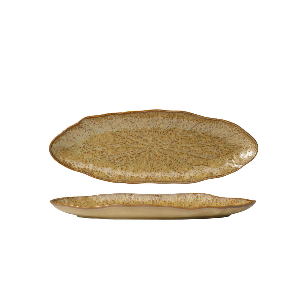 902113 Tablekraft Fusion Lotus Oval Flared Plate 333mm Cinnamon Tomkin Australia Hospitality Supplies
