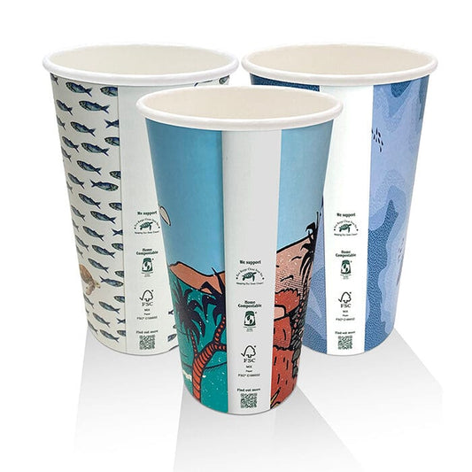 16 OZ Aqueous Coated Single Wall Cup/Art Series 1000pc/ctn