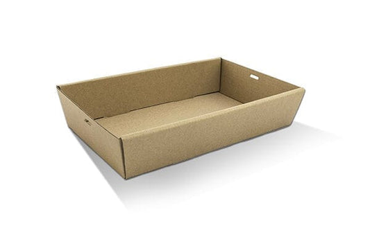 Brown Corrugated Rectangle Catering Tray Medium H:50mm,100pc/ctn