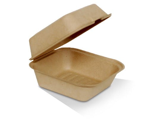 Unbleached Sugarcane Clamshell Hamburger 6'' 400pc/ctn