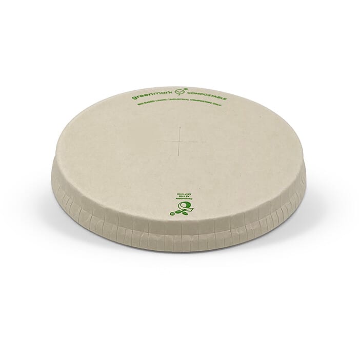BioPBS Coated Bamboo Paper FLAT LID/X slot 90mm 1000pc/ctn