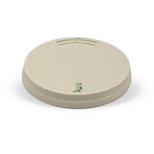 BioPBS Coated Bamboo Paper FLAT LID/X slot 90mm 1000pc/ctn