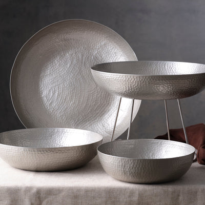 Round Serving / Seafood Bowl Hammered Satin 250x80mm / 2.8L