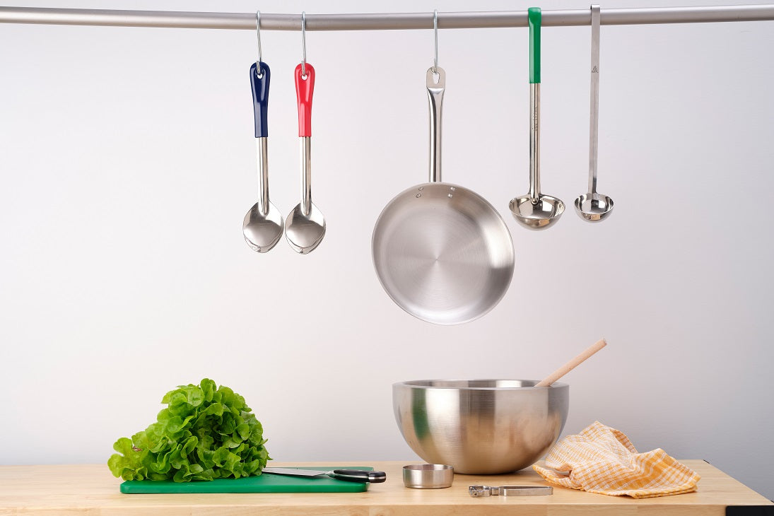 Basting Spoon Perforated Stainless Steel Green Handle 330mm