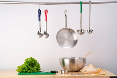 Basting Spoon Perforated Stainless Steel Green Handle 330mm