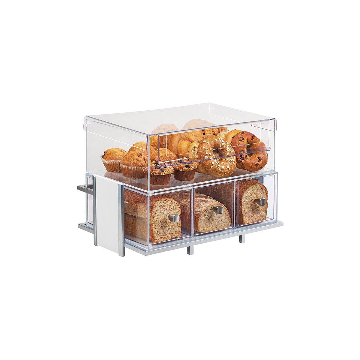 CM1471-15SET Cal-Mil Bamboo White Eco Modern Merch Frame with Bin and Drawers 533x330mm Tomkin Australia Hospitality Supplies