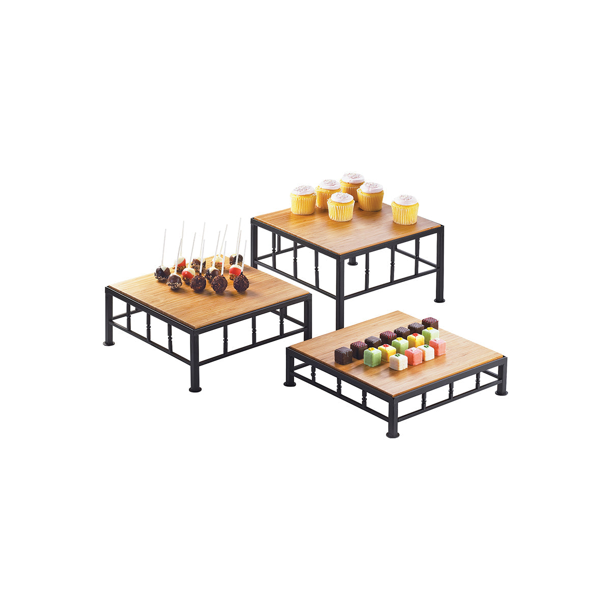 CM1711-5-60 Cal-Mil Bamboo Iron / Bamboo Risers 305x305x127mm Tomkin Australia Hospitality Supplies