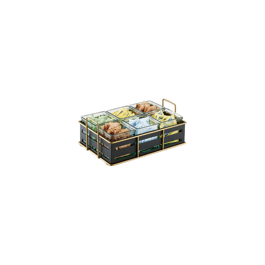 Empire Black 6 Jar Caddy with Jars 318x216x133mm