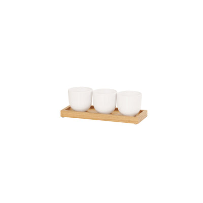 CM23183-21 Cal-Mil Sydney Oak Jar Displays Includes 3 Glass Jars 324x127x114mm Tomkin Australia Hospitality Supplies