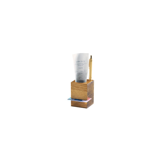CM3734-99 Cal-Mil Madera Invoice / Card / Pen Holder 70x70x102mm Tomkin Australia Hospitality Supplies