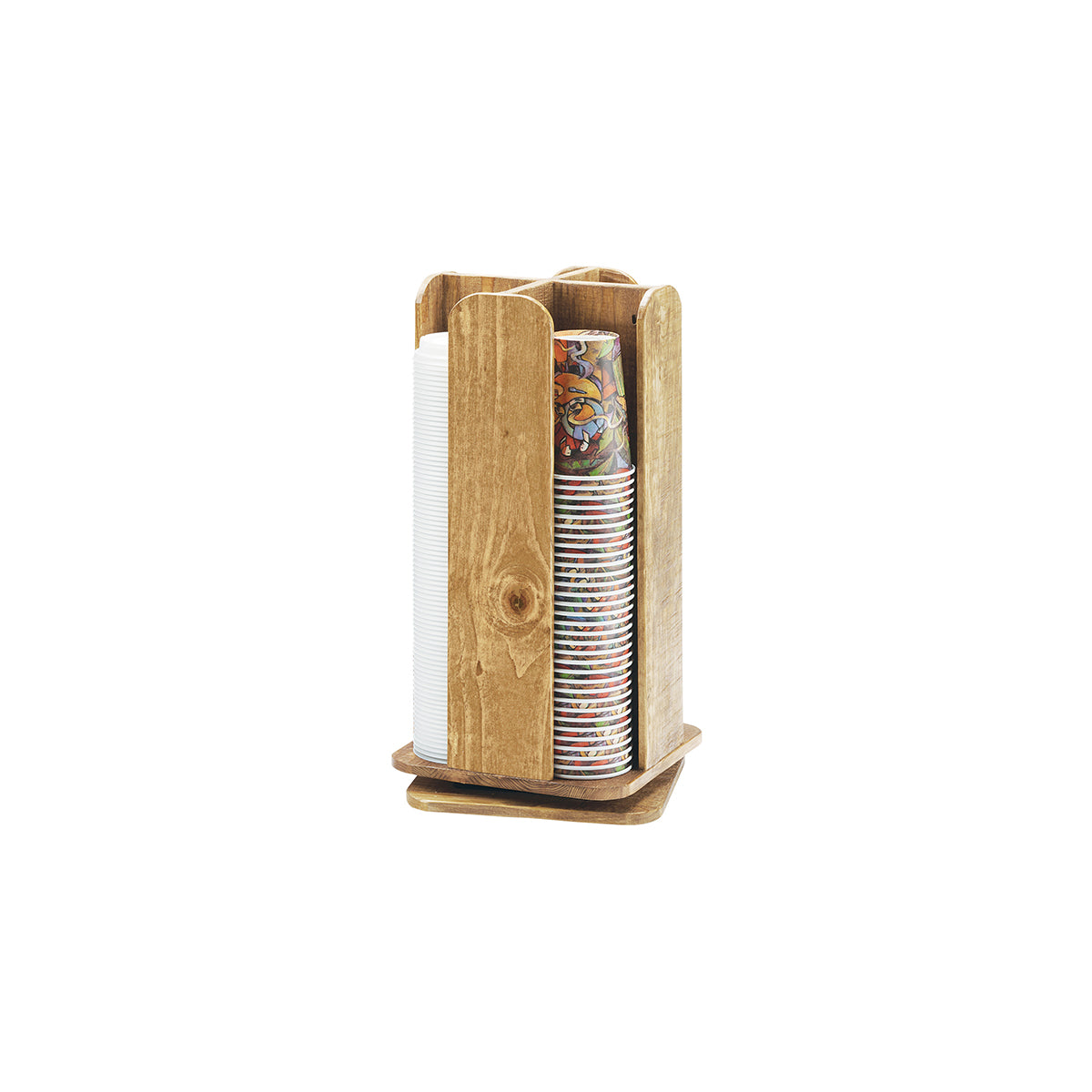 CM378-99 Cal-Mil Madera Revolving Cup and Lid Organiser 229x229x464mm Tomkin Australia Hospitality Supplies