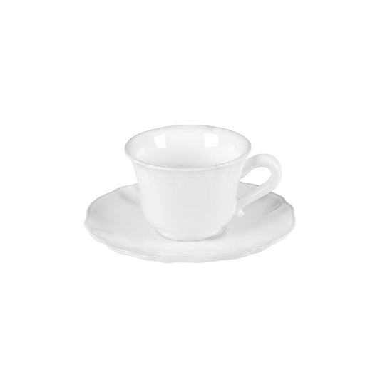 300010 Costa Nova Alentejo White Coffee Cup & Saucer Set 90ml Tomkin Australia Hospitality Supplies