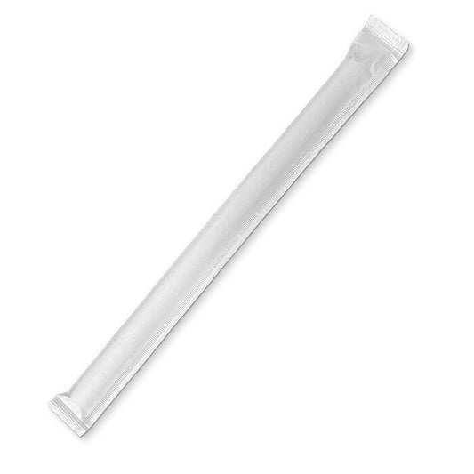 Paper Straw Bubble Tea-Plain White-Individually Wrapped 1000pc/ctn