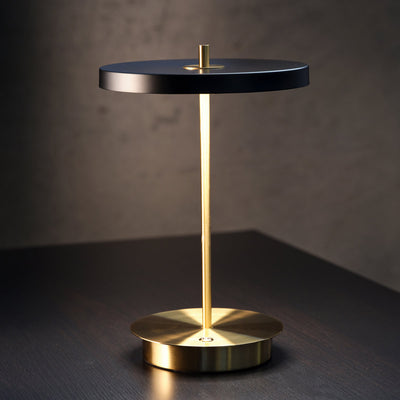 1000205 Tablekraft Camilla Cordless LED Table Lamp Brass Black 200x280mm Tomkin Australia Hospitality Supplies