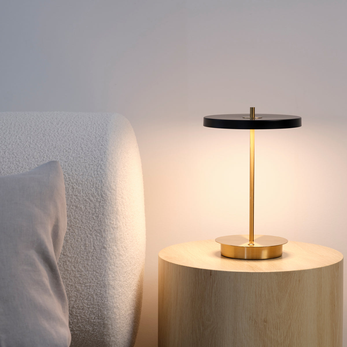 1000205 Tablekraft Camilla Cordless LED Table Lamp Brass Black 200x280mm Tomkin Australia Hospitality Supplies
