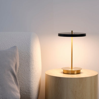1000205 Tablekraft Camilla Cordless LED Table Lamp Brass Black 200x280mm Tomkin Australia Hospitality Supplies