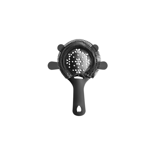 Z0304 Zanzi 4 Prong Hawthorn Strainer with Flat Handle Gunmetal Tomkin Australia Hospitality Supplies